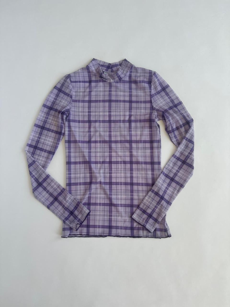 90s Sheer Mesh Check Top