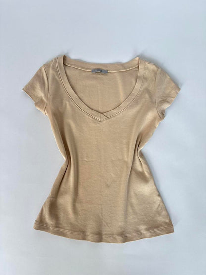 00s Nude V Neck Top