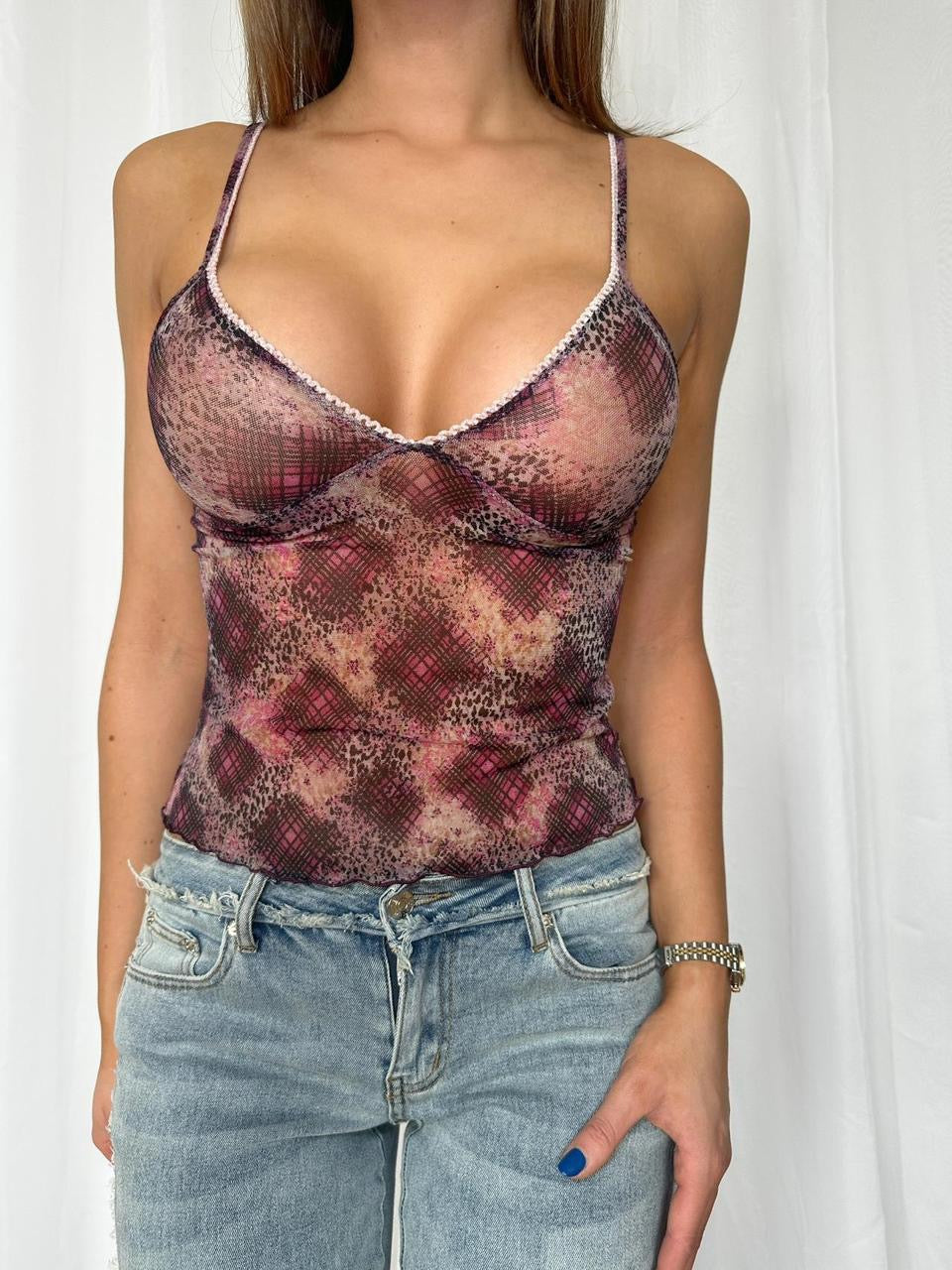 Y2K Sheer Animal Print Cami
