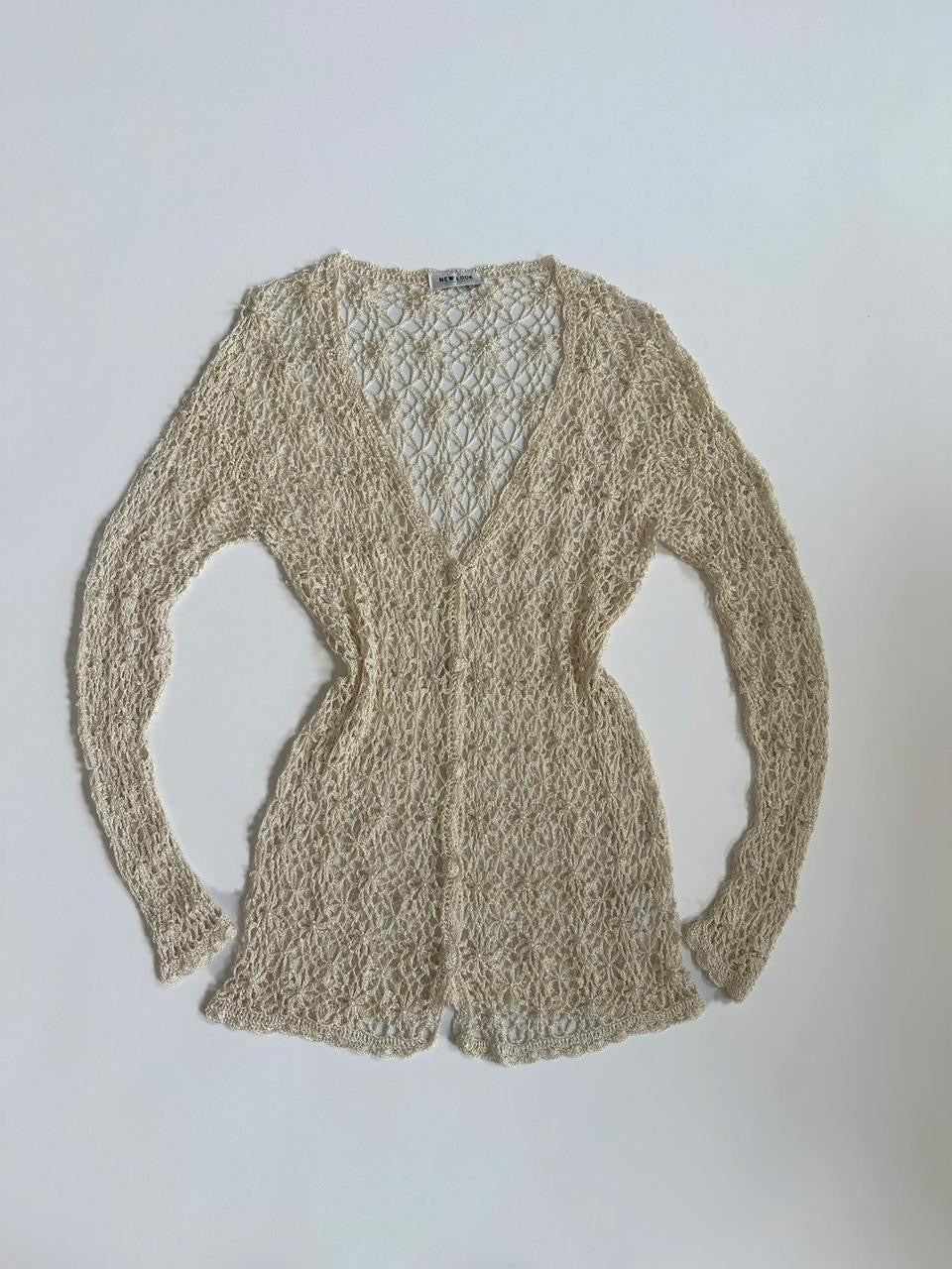 90s New Look Cream Pearl Cardigan
