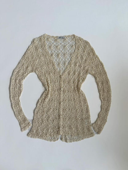 90s New Look Cream Pearl Cardigan