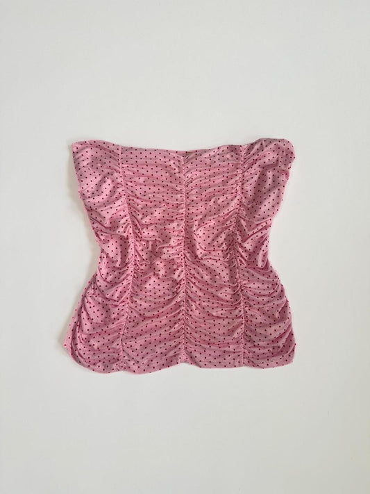 00s River Island Polka Dot Ruched Bandeau