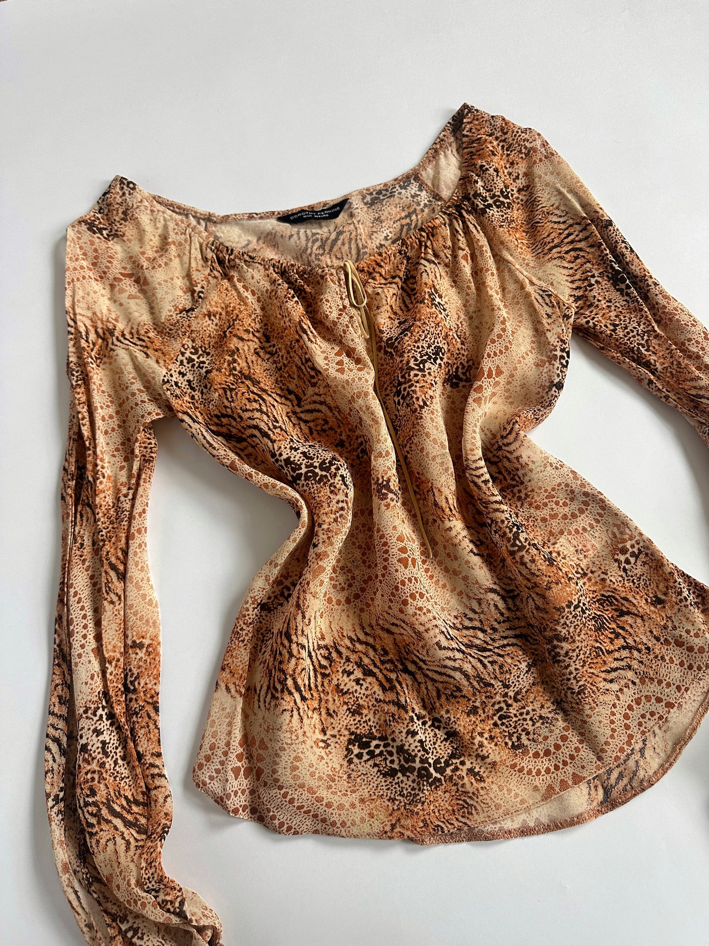 00s Open Sleeve Animal Print Top