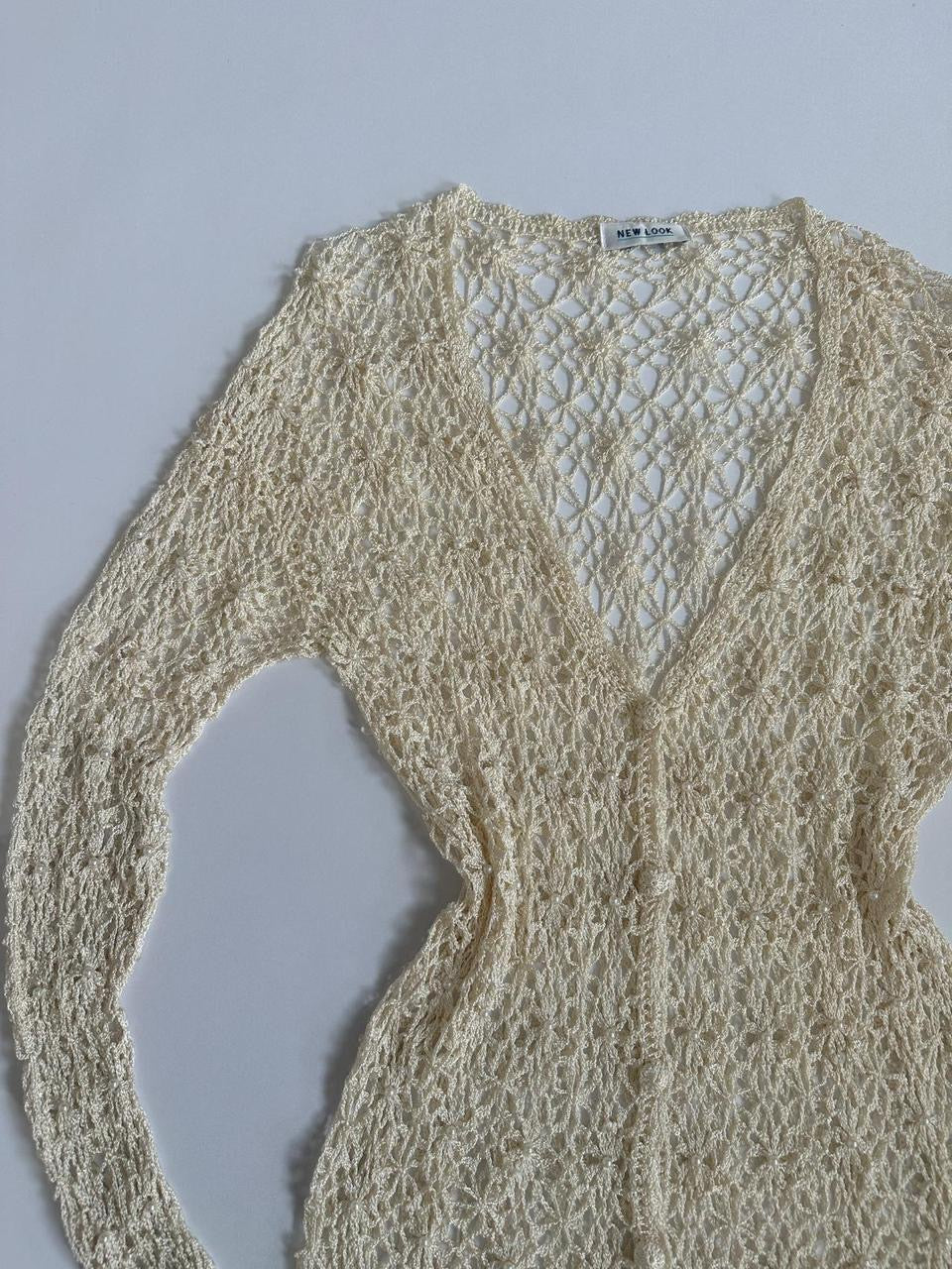 90s New Look Cream Pearl Cardigan