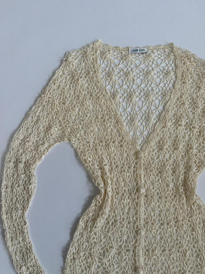 90s New Look Cream Pearl Cardigan