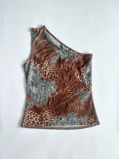 One Shoulder Leopard Top
