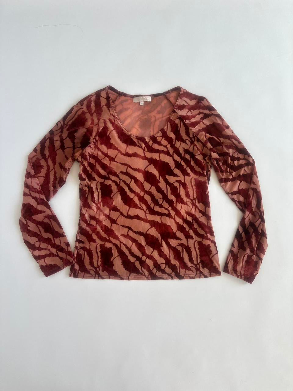 00s Burgundy Flock Top