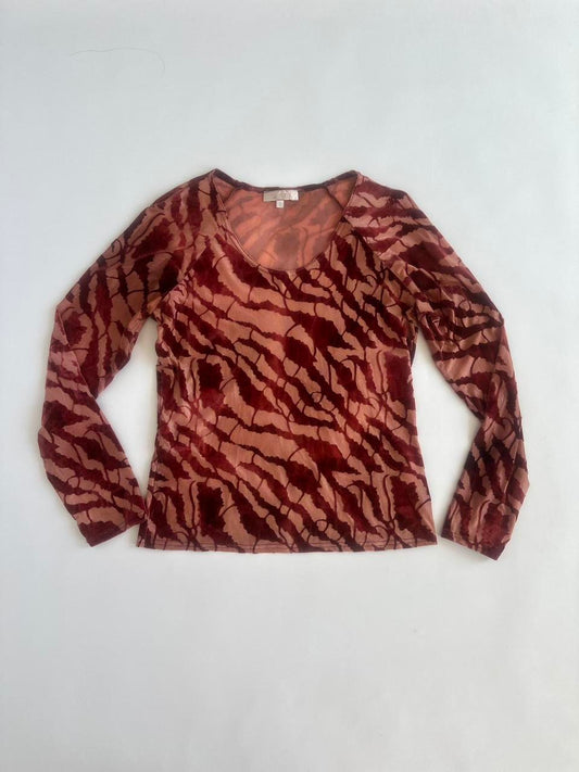 00s Burgundy Flock Top