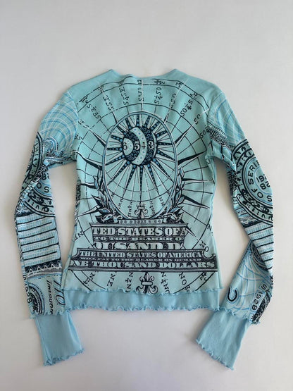 Y2K Noun Paris Graphic Mesh Top