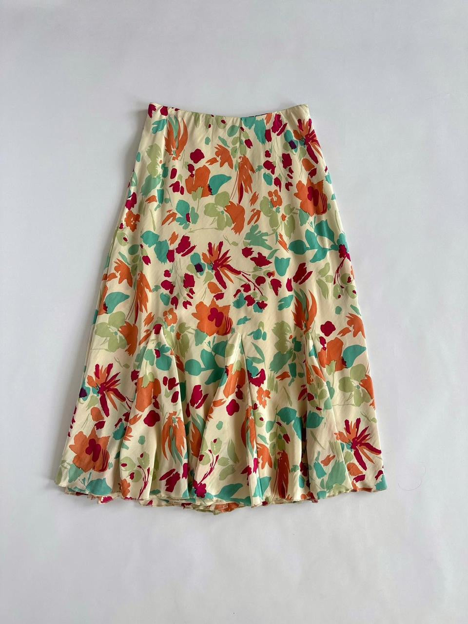 Y2K Adini Silk Floral Low Rise Skirt