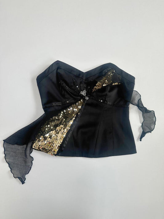 00s Next Black Sequin Corset