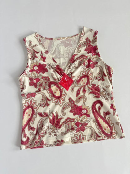 00s Cream & Berry Sequin Tank Top