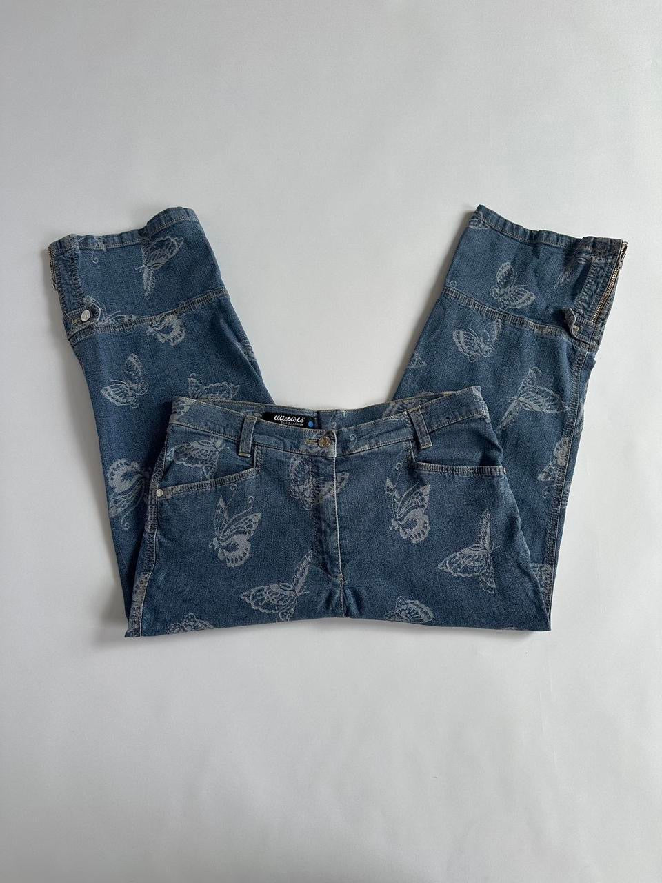 Y2K Butterfly Denim Cropped Jeans