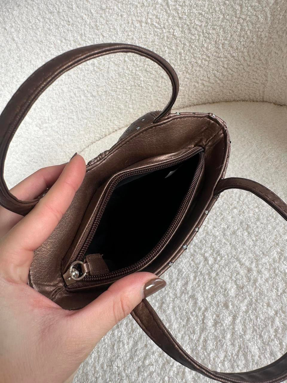 Y2K Brown Silver Star Corset Mini Bag