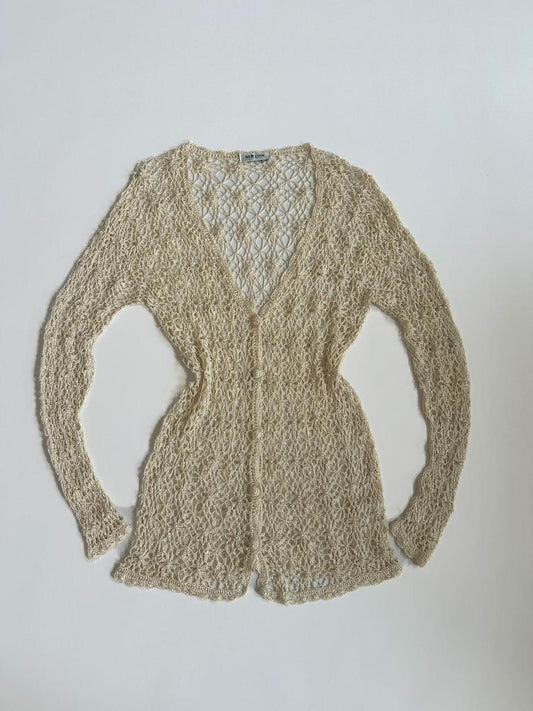 90s New Look Cream Pearl Cardigan