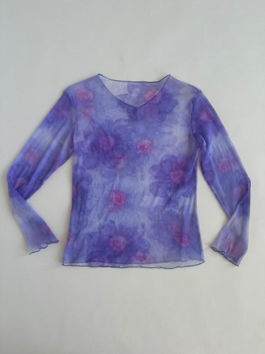 Sheer Floral Mesh Top