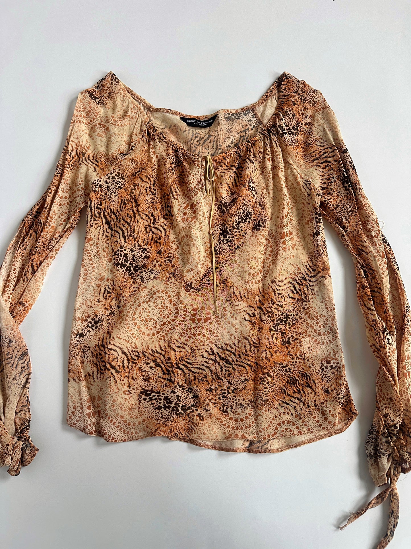 00s Open Sleeve Animal Print Top