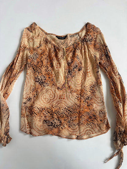 00s Open Sleeve Animal Print Top