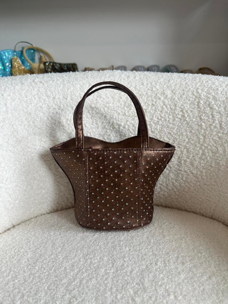 Y2K Brown Silver Star Corset Mini Bag