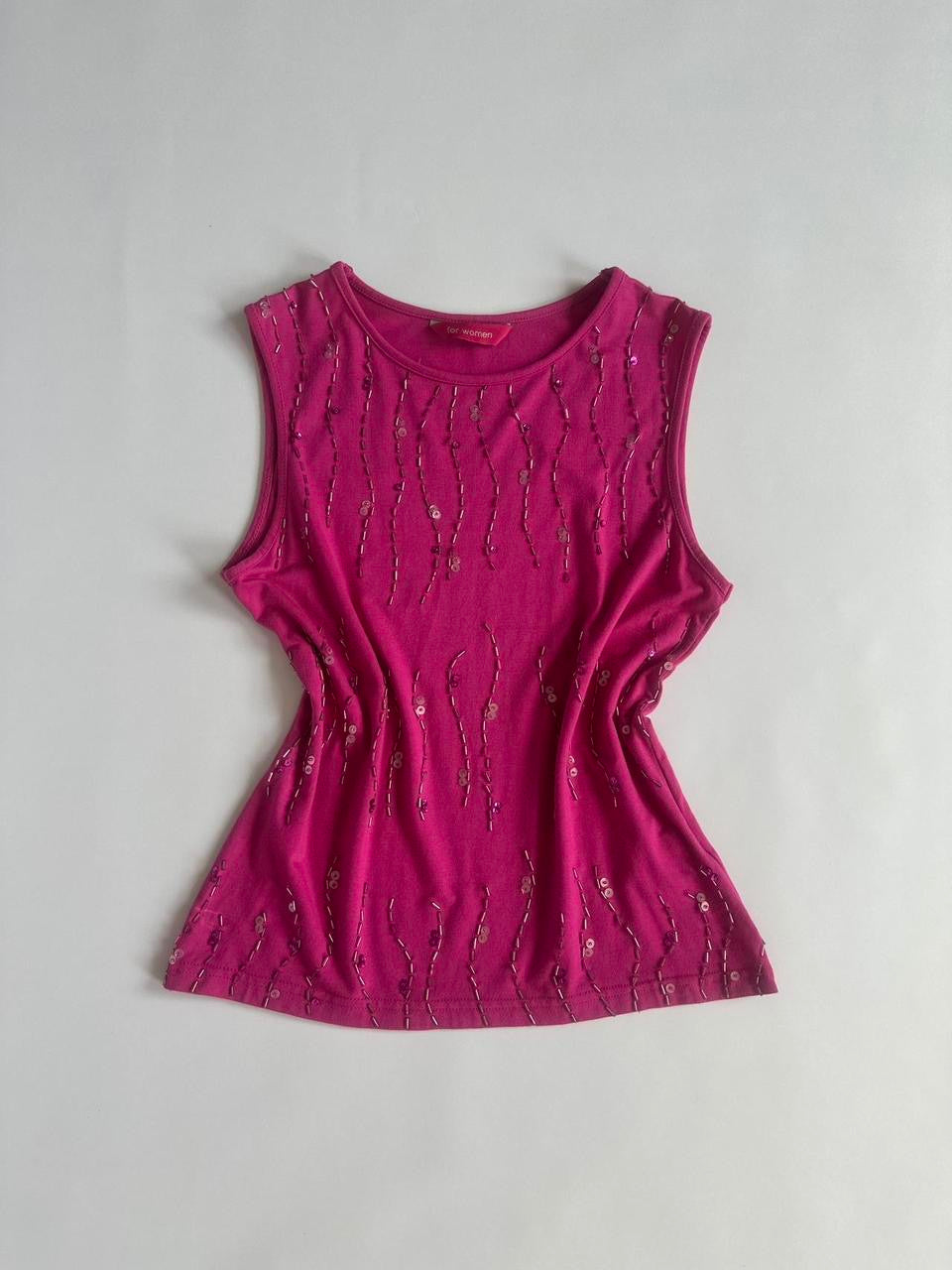 00s Hot Pink Sequin Tank Top