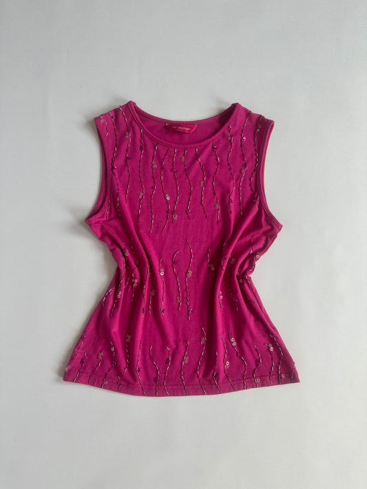 00s Hot Pink Sequin Tank Top