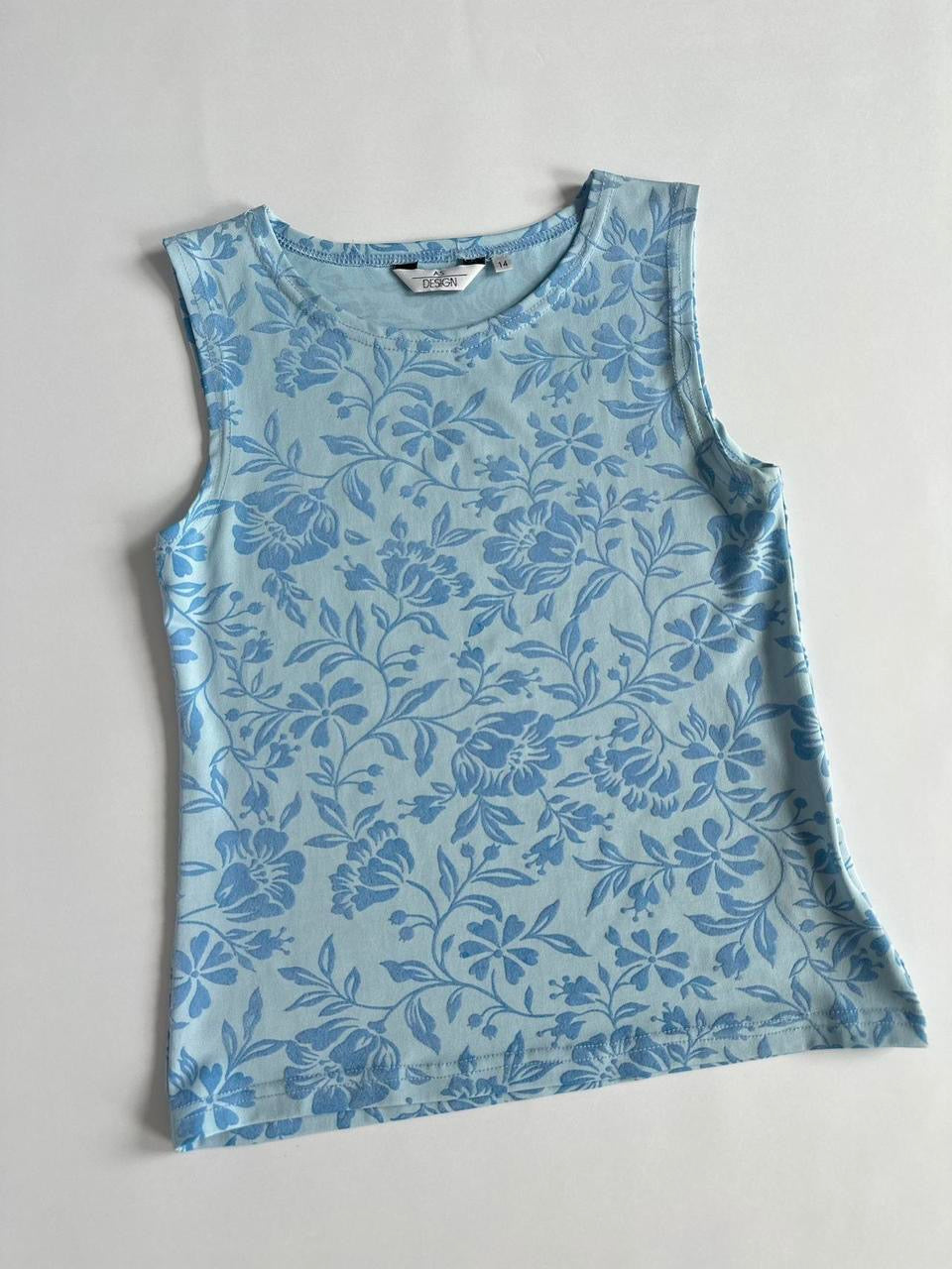 Y2K Blue Flock Boat Neck Top