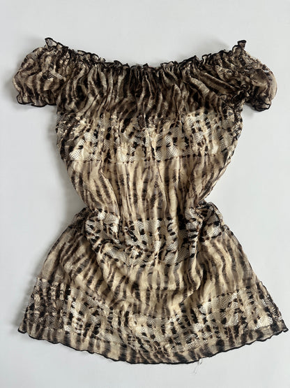 00s Per Una Elasticated Leopard Lace Top
