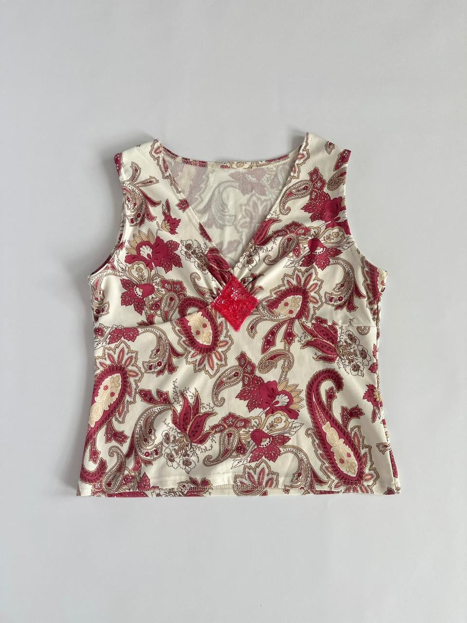 00s Cream & Berry Sequin Tank Top