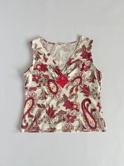 00s Cream & Berry Sequin Tank Top