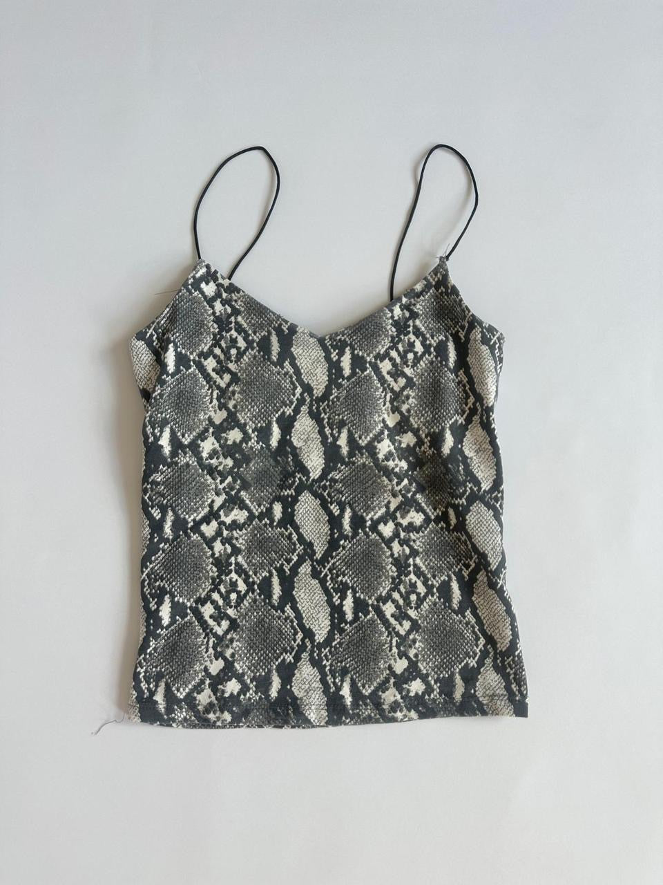 Strappy Grey Snakeskin Cami