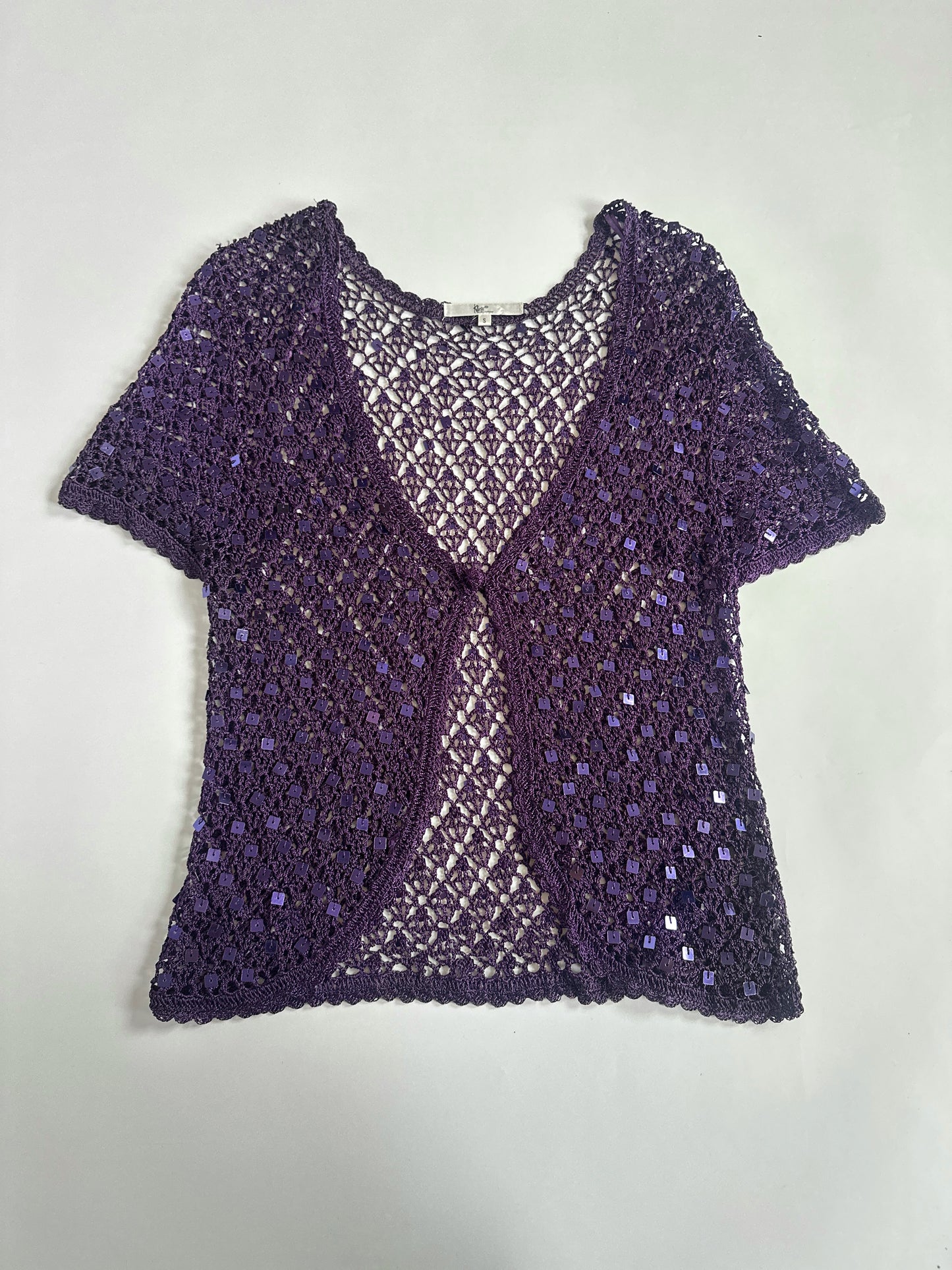 00s Sheer Sequin Purple Cardy
