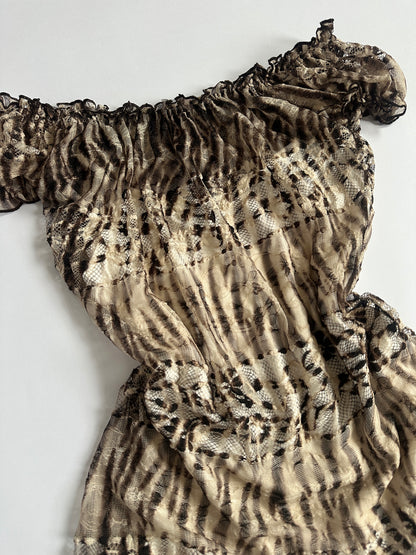 00s Per Una Elasticated Leopard Lace Top