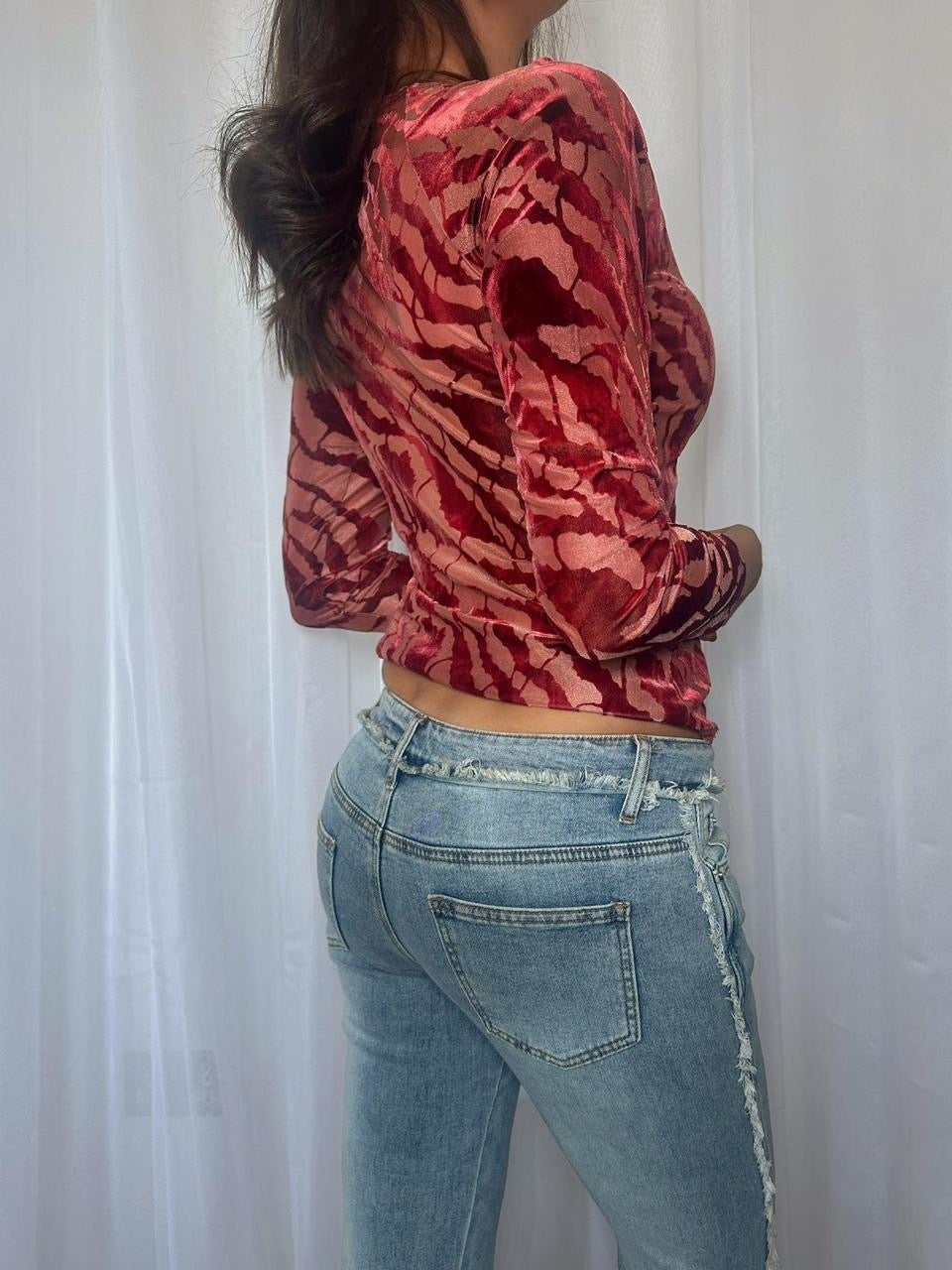 00s Burgundy Flock Top