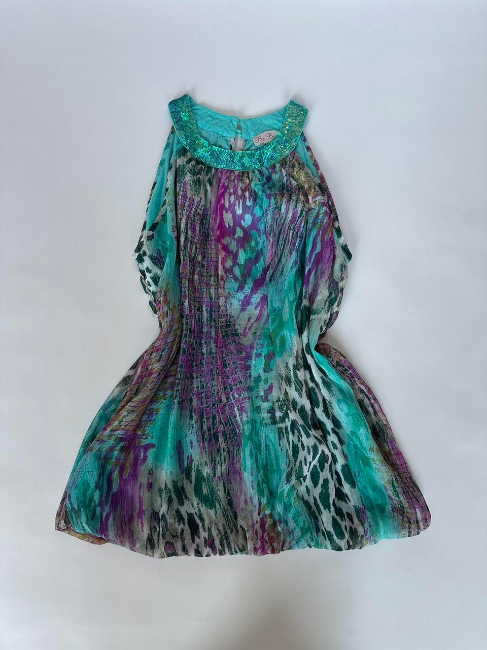 00s Turquoise Sequin Animal Print Top